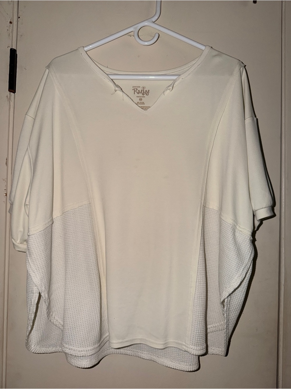 Jantzen Cream Short-Sleeve Knit-Panel Tee